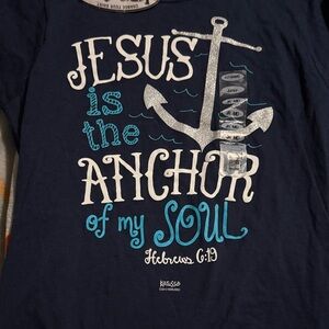 Kerusso Navy Blue glitter Jesus anchor shirt